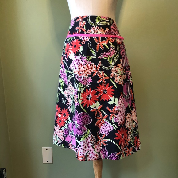 Lilly Pulitzer Black Flower Market A-Line Skirt - Picture 1 of 10